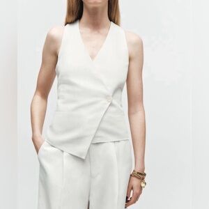 Zara Cream Sleeveless Tie-Front Vest
